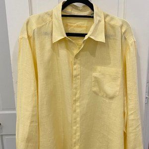 Men's Tommy Bahama Yellow Long Sleeve Linen Shirt